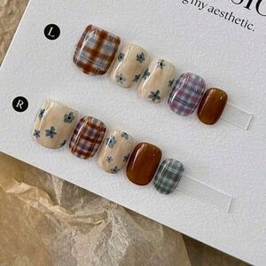 Plaid and Floral Press-On Nails